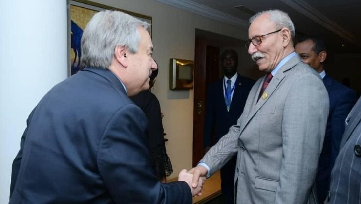 الرئيس الصحراوي إبراهيم غالي يجري محادثات ثنائية مع الأمين العام للأمم المتحدة